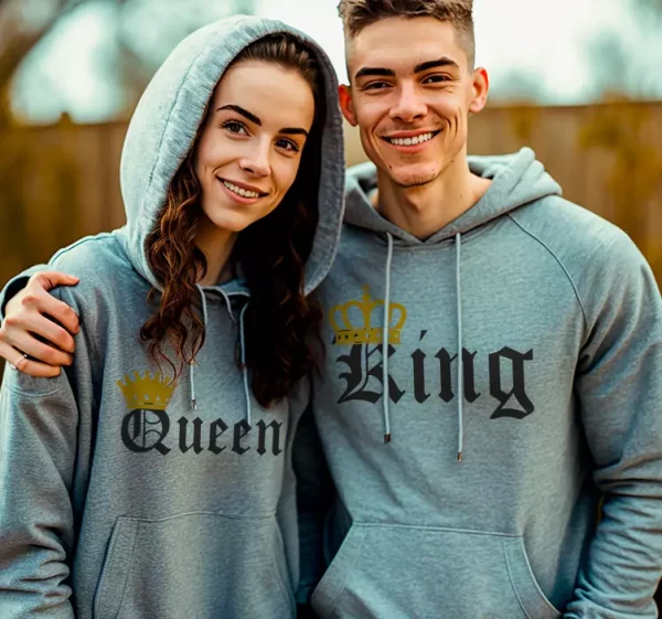 Sweat-shirt couple roi et reine