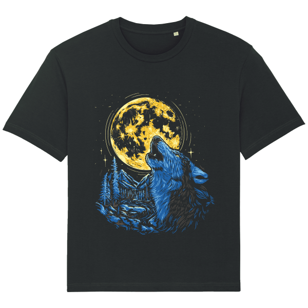 T-Shirt Loup Lune Ample – Unisexe