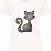 T-shirt Chat Noir col rond Bio 150 Femme