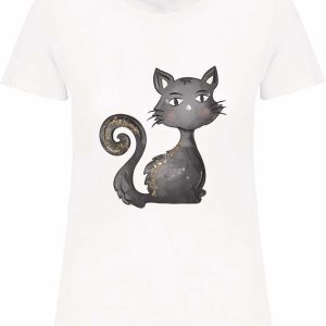 T-shirt Chat Noir col rond Bio 150 Femme