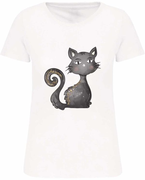 T-shirt Chat Noir col rond Bio 150 Femme