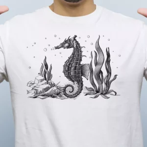 T-shirt Hippocampe dessine a la main