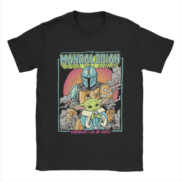 T-shirt Mandalorian He Goes Where I Go