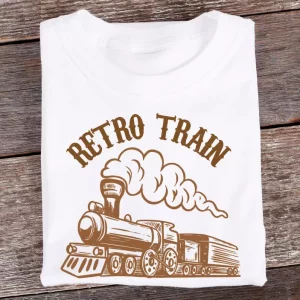 T-shirt a imprime vintage train voyages