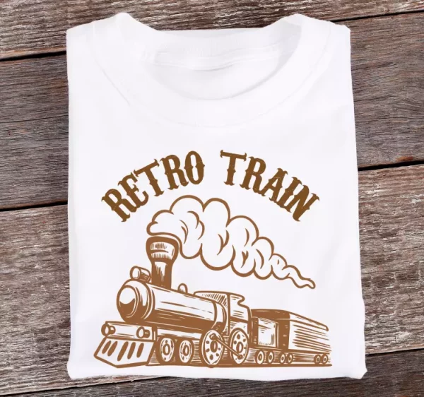 T-shirt a imprime vintage train voyages