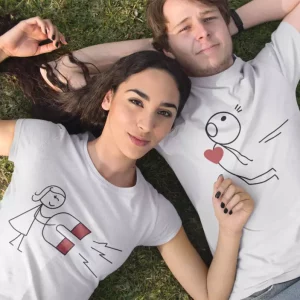 T shirt couple aimant coeur 1