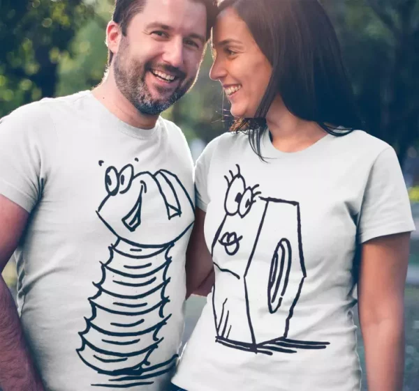 T-shirt couple ecrou et boulon