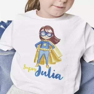 T-shirt enfant personnalise Fille Super-Hero