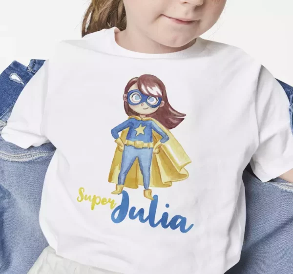 T-shirt enfant personnalise Fille Super-Hero