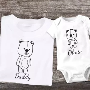 T shirt fete des peres ours avec prenom personnalisable 1