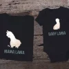 T shirt mere fille Bebe lama et mere lama