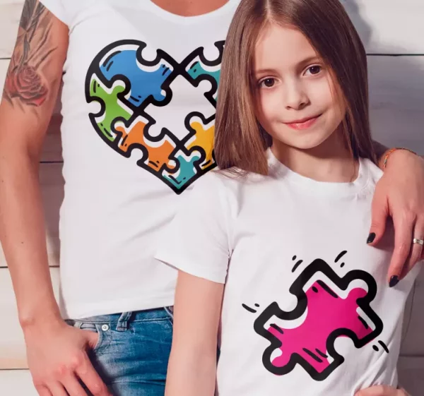 T shirt mere fille Coeur de puzzle