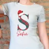 T shirt noel Lettre initiale noel avec nom