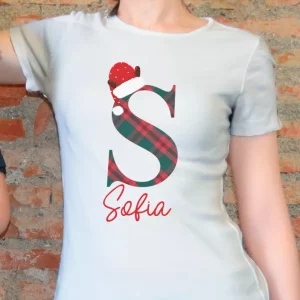 T shirt noel Lettre initiale noel avec nom 1