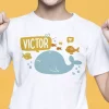 T-shirt poisson Baleine et prenom personnalisable