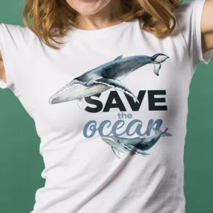 T-shirt poisson et texte Sauver