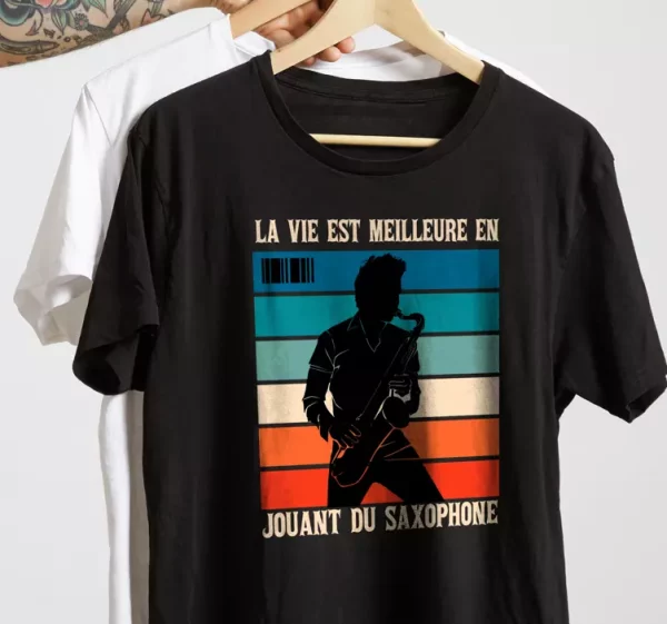 T-shirt style jouer du saxophone