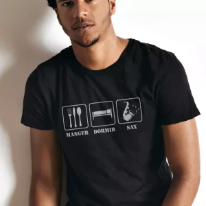 T-shirt style routine  manger, dormir et sax T-shirt style routine  manger, dormir et sax