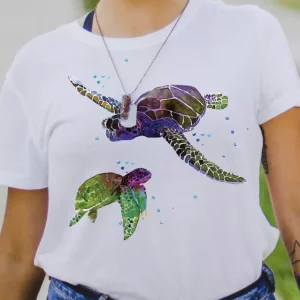 T-shirt tortues abstraites colorees