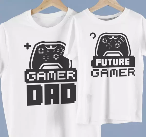 T-shirts assortis Pere et enfant Gamers