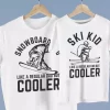 T-shirts assortis pere et enfant snowboard et ski