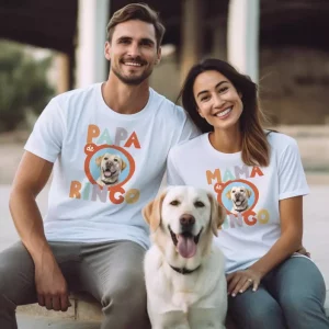 T-shirts couple parents animal de compagnie personnalisable