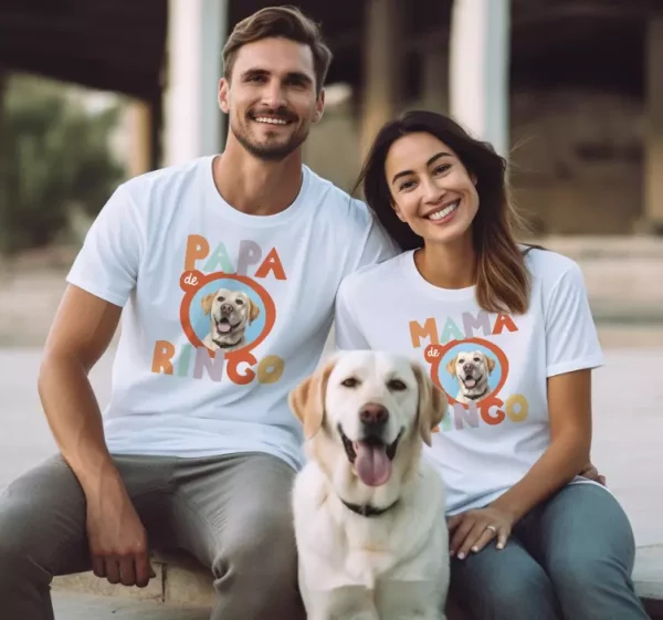 T-shirts couple parents animal de compagnie personnalisable