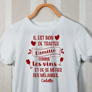 Tee-shirt amis et vin