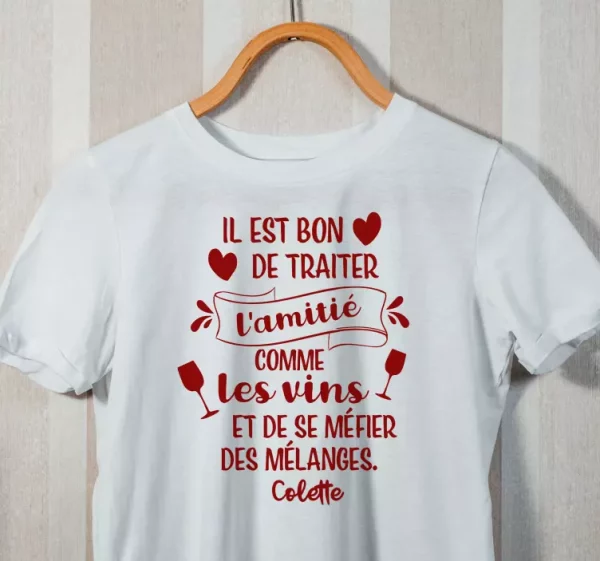 Tee-shirt amis et vin