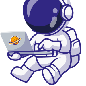 Tee-shirt astronaute sur un ordinateur