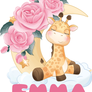 Tee shirt bebe Animaux mignons girafe avec nom