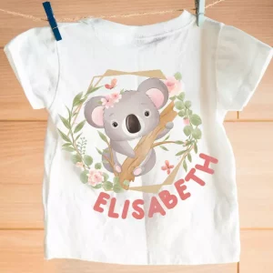 Tee shirt bebe Animaux mignons koala avec nom Tee shirt bebe Animaux mignons koala avec nom