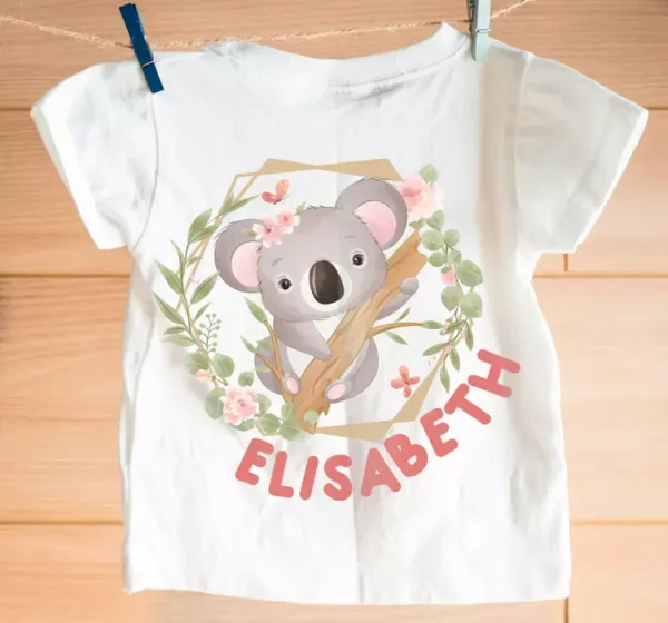 Tee shirt bebe Animaux mignons koala avec nom