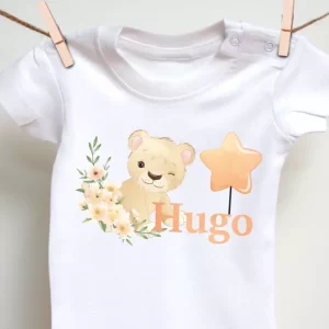 Tee shirt bebe Lion mignon pour garcon avec nom Tee shirt bebe Lion mignon pour garcon avec nom