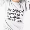 Tee shirt bebe Mon pere pense qu’il est en charge