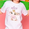 Tee shirt bebe Vache mignonne pour fille avec nom