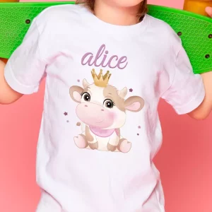 Tee shirt bebe Vache mignonne pour fille avec nom Tee shirt bebe Vache mignonne pour fille avec nom