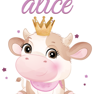 Tee shirt bebe Vache mignonne pour fille avec nom