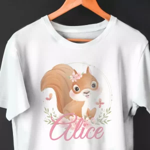 Tee shirt bebe ecureuil mignon pour fille avec nom Tee shirt bebe ecureuil mignon pour fille avec nom