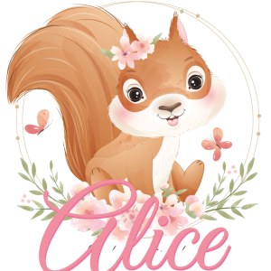 Tee shirt bebe ecureuil mignon pour fille avec nom
