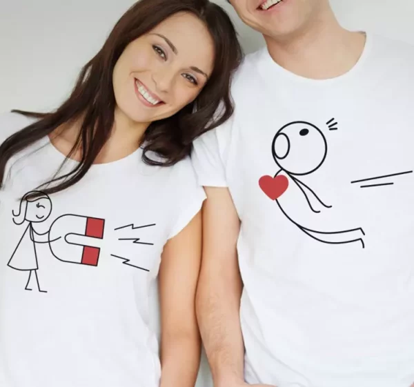 Tee shirt couple Camiseta pareja con magneto