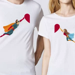 Tee shirt couple Couple de super-heros