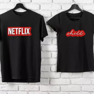 Tee shirt couple Netflix et chill Tee shirt couple Netflix et chill