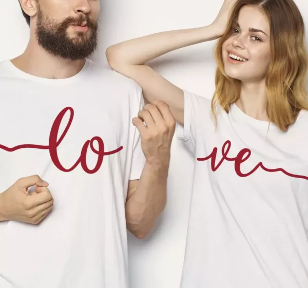 Tee shirt couple Texte d’amour