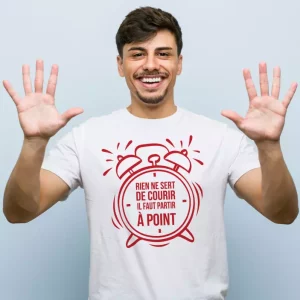Tee-shirt expression francaise rien ne sert de courir