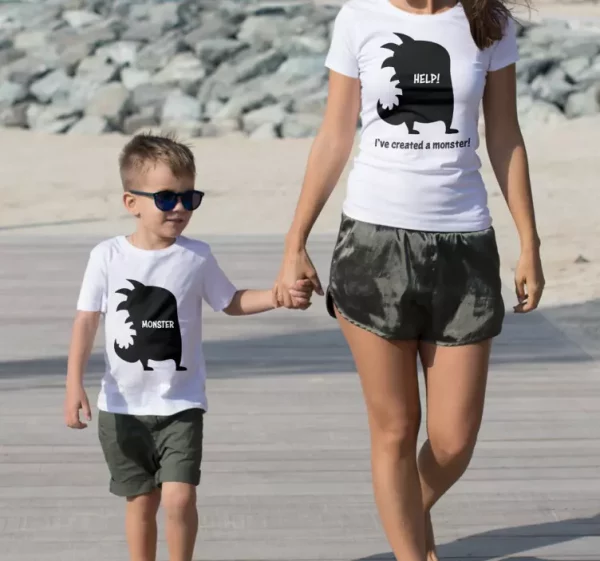 Tee shirt pere et fils Famille de monstruos