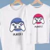 Tee shirt pere et fils Joystick con control y jugador