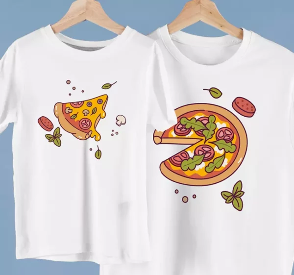 Tee shirt pere et fils Pizza y pedazo en dessin anime