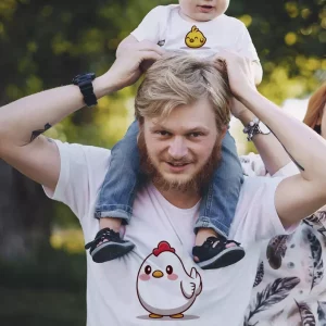 Tee shirt pere et fils Poulet et poussin Tee shirt pere et fils Poulet et poussin