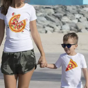 Tee shirt pere et fils Tranche de pizza Tee shirt pere et fils Tranche de pizza